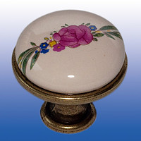 Ручка кнопка керамика (роза красная)